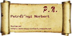 Petrányi Norbert névjegykártya