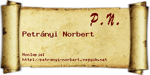 Petrányi Norbert névjegykártya
